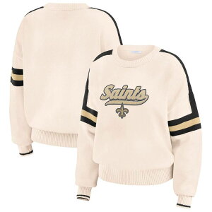 �E�F�A �o�C �G���� �A���h���[�Y ���f�B�[�X �A�E�^�[ �j�b�g�E�Z�[�^�[ Women's WEAR by Erin Andrews Cream New Orleansaintstripe Pullover Sweater Snt Beige �x�[�W��