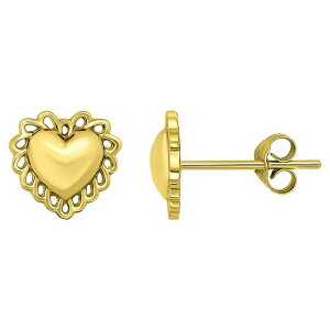 Aleure Precioso ���f�B�[�X �A�N�Z�T���[ �s�A�X�E�C�������O Aleure Precioso Heart with Scalloped Border Posted Stud Earrings Gold Tone �S�[���h