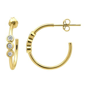 yz Aleure Precioso fB[X sAXECO ANZT[ Aleure Precioso Sterling Silver Cubic Zirconia Station Trio 19 mm Hoop Earrings Gold Tone