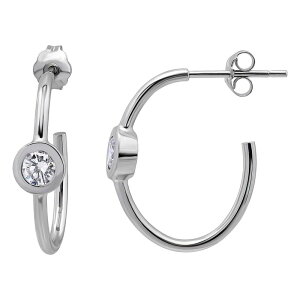 yz Aleure Precioso fB[X sAXECO ANZT[ Aleure Precioso Sterling Silver Cubic Zirconia Oval C-Hoop Earrings Sterling