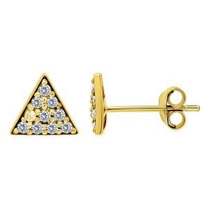 yz Aleure Precioso fB[X sAXECO ANZT[ Aleure Precioso Pave Cubic Zirconia Triangle Stud Earrings Gold Tone
