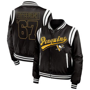 yz EFA oC G Ah[Y fB[X WPbgEu] AE^[ Women's WEAR by Erin Andrews Black Pittsburgh Penguins Baller Full-Zip Bomber Jacket Png Black