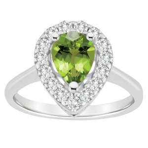 yz Celebration Gems fB[X O ANZT[ Celebration Gems Sterling Silver Pear Shape Gemstone Halo Ring Peridot