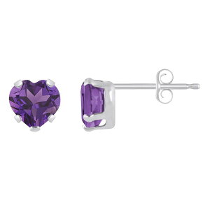 yz Celebration Gems fB[X sAXECO ANZT[ Celebration Gems 10k White Gold 5 mm Heart Shape Gemstone Stud Earrings Amethyst
