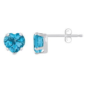 yz Celebration Gems fB[X sAXECO ANZT[ Celebration Gems 10k White Gold 5 mm Heart Shape Gemstone Stud Earrings Blue Topaz