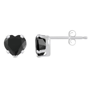 yz Celebration Gems fB[X sAXECO ANZT[ Celebration Gems 10k White Gold 5 mm Heart Shape Gemstone Stud Earrings Onyx