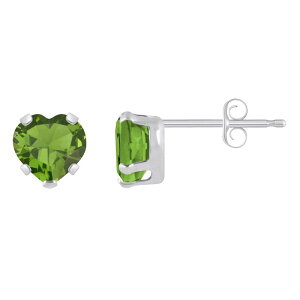 yz Celebration Gems fB[X sAXECO ANZT[ Celebration Gems 10k White Gold 5 mm Heart Shape Gemstone Stud Earrings Peridot