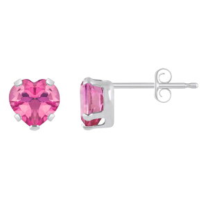 yz Celebration Gems fB[X sAXECO ANZT[ Celebration Gems 10k White Gold 5 mm Heart Shape Gemstone Stud Earrings Pink Topaz