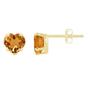 yz Celebration Gems fB[X sAXECO ANZT[ Celebration Gems 10k Gold 5 mm Heart Shape Gemstone Stud Earrings Citrine