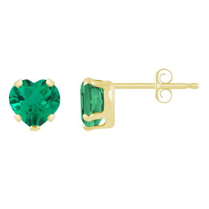 yz Celebration Gems fB[X sAXECO ANZT[ Celebration Gems 10k Gold 5 mm Heart Shape Gemstone Stud Earrings Created Emerald