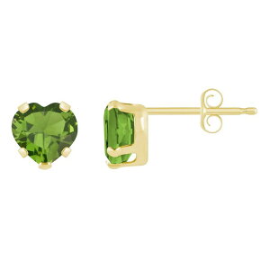 yz Celebration Gems fB[X sAXECO ANZT[ Celebration Gems 10k Gold 5 mm Heart Shape Gemstone Stud Earrings Peridot