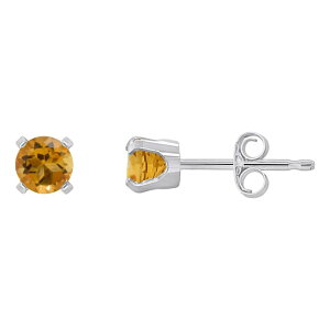 yz Celebration Gems fB[X sAXECO ANZT[ Celebration Gems 14k White Gold Round Gemstone Stud Earrings Citrine