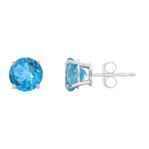 yz Celebration Gems fB[X sAXECO ANZT[ Celebration Gems 14k White Gold 7 mm Round Gemstone Stud Earrings Blue Topaz