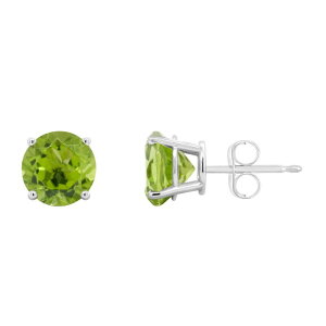 yz Celebration Gems fB[X sAXECO ANZT[ Celebration Gems 14k White Gold 7 mm Round Gemstone Stud Earrings Peridot