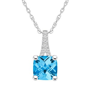 yz Alyson Layne fB[X lbNXE`[J[Ey_ggbv ANZT[ Alyson Layne 10k White Gold Cushion Gemstone Diamond Accent Pendant Necklace Blue Topaz