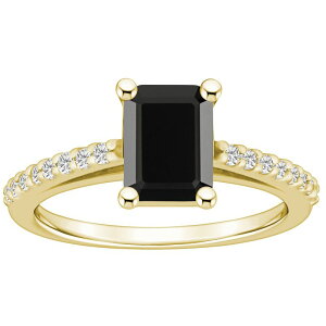 yz Alyson Layne fB[X O ANZT[ Alyson Layne 10k Gold Emerald Cut Gemstone 1/5 Carat T.W. Diamond Ring Onyx