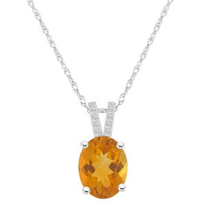 yz Alyson Layne fB[X lbNXE`[J[Ey_ggbv ANZT[ Alyson Layne 10k White Gold Oval Gemstone Diamond Accent Pendant Necklace Citrine