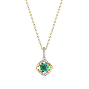 yz Aufbh fB[X lbNXE`[J[Ey_ggbv ANZT[ 18k Gold Plated Sterling Silver White Sapphire and Diamond Accent Drop Pendant Necklace May Gen Green Quartz