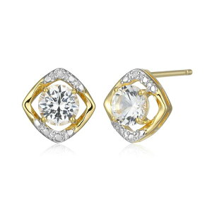 yz Aufbh fB[X sAXECO ANZT[ 18k Gold Over Silver Gemstone & Diamond Accent Stud Earrings April Cr Wh Sapphire