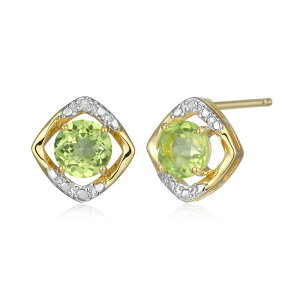 yz Aufbh fB[X sAXECO ANZT[ 18k Gold Over Silver Gemstone & Diamond Accent Stud Earrings August Gen Peridot