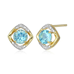 yz Aufbh fB[X sAXECO ANZT[ 18k Gold Over Silver Gemstone & Diamond Accent Stud Earrings Dec Gen Blue Topaz