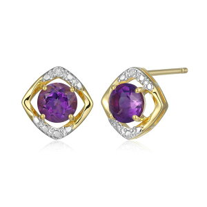 yz Aufbh fB[X sAXECO ANZT[ 18k Gold Over Silver Gemstone & Diamond Accent Stud Earrings February Gen Amethyst