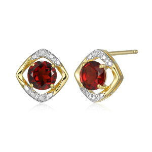 yz Aufbh fB[X sAXECO ANZT[ 18k Gold Over Silver Gemstone & Diamond Accent Stud Earrings January Gen Garnet