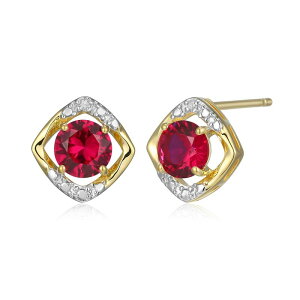 yz Aufbh fB[X sAXECO ANZT[ 18k Gold Over Silver Gemstone & Diamond Accent Stud Earrings July Created Ruby