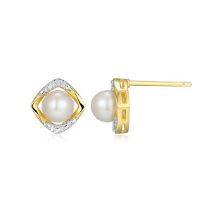 yz Aufbh fB[X sAXECO ANZT[ 18k Gold Over Silver Gemstone & Diamond Accent Stud Earrings June Gen Fw Pearl
