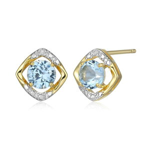 yz Aufbh fB[X sAXECO ANZT[ 18k Gold Over Silver Gemstone & Diamond Accent Stud Earrings March Synthetic Spinel