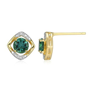 yz Aufbh fB[X sAXECO ANZT[ 18k Gold Over Silver Gemstone & Diamond Accent Stud Earrings May Gen Green Quartz