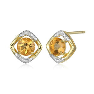 yz Aufbh fB[X sAXECO ANZT[ 18k Gold Over Silver Gemstone & Diamond Accent Stud Earrings November Gen Citrine