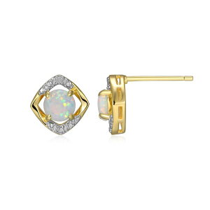 yz Aufbh fB[X sAXECO ANZT[ 18k Gold Over Silver Gemstone & Diamond Accent Stud Earrings October Created Opal