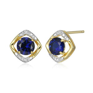 yz Aufbh fB[X sAXECO ANZT[ 18k Gold Over Silver Gemstone & Diamond Accent Stud Earrings Sept Cr Sapphire