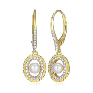 yz Aufbh fB[X sAXECO ANZT[ 18k Gold Over Silver Gemstone & Diamond Accent Halo Leverback Earrings June Gen Fw Pearl