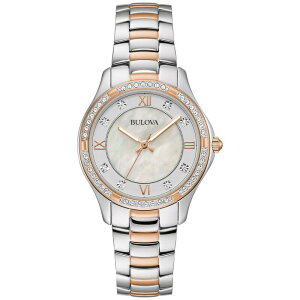 yz uo fB[X rv ANZT[ Women's Bulova Two-Tone Stainless Crystal Accent Mother-Of-Pearl Dial Bracelet Watch Gold Silver