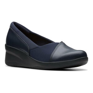 yz N[NX fB[X T_ V[Y Clarks Suttyn Walk Women's Leather Wedges Navy