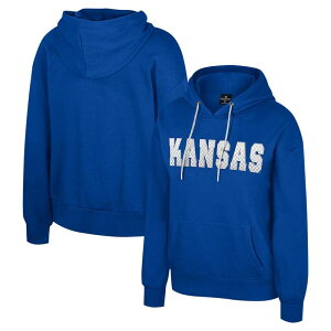 �R���V�A�� ���f�B�[�X �g�b�v�X T�V���c �p�[�J�[ Women's Colosseum Royal Kansas Jayhawks Reflection Rhinestone Drawcord Pullover Hoodie Kns Blue �u���[