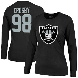 �}�W�F�X�e�B�b�N ���f�B�[�X �g�b�v�X T�V���c Women's Majestic Threads Maxx Crosby Black Las Vegas Raiders Player Name & Number Long Sleeve T-Shirt Lvr Black �u���b�N