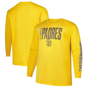 yz vt@C Y TVc gbvX Men's Profile Gold San Diego Padres Big & Tall Two-Hit Graphic Long Sleeve T-Shirt Pad Gold