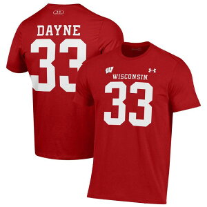�A���_�[�A�[�}�[ �����Y �g�b�v�X T�V���c Men's Under Armouron Dayne Red Wisconsin Badgers Name & Number T-Shirt Wis Red ���b�h
