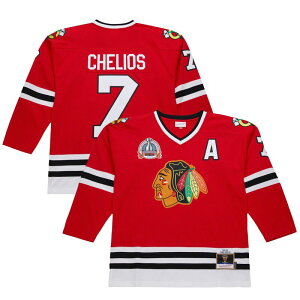 �~�b�`�F��&�l�X �����Y �g�b�v�X T�V���c �W���[�W�[ Mitchell & Ness Men's Chris Chelios Red Chicago Blackhawks 1991-92 Power Play Jersey Hwk Red ���b�h