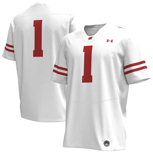 A_[A[}[ Y gbvX TVc W[W[ Men's Under Armour #1 White Wisconsin Badgers Replica Football Jersey Wis White zCg