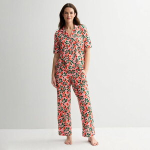 yz hCp[WF[X fB[X iCgEFA A_[EFA Women's Draper James 2-Piece Cozy Elbow Sleeve Notch Pajama Top and Pajama Pants Set Peony Apple Blossom
