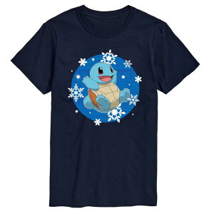 �y���������z ���C�Z���X �L�����N�^�[ �����Y T�V���c �g�b�v�X Men's Pokemon Squirtle Snowflake Graphic Tee Navy