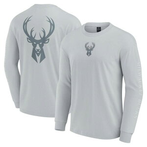 �t�@�i�e�B�N�X �����Y �g�b�v�X T�V���c Men's Fanatics Gray Milwaukee Bucks Elementstrive Long Sleeve T-Shirt Buk Grey �O���[