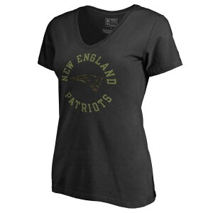【送料無料】 アンブランデッド レディース Tシャツ トップス Women's Black New England Patriots Camo Collection Liberty V-Neck T-Shirt Pat Black