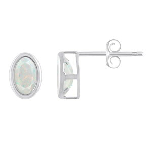 yz Celebration Gems fB[X sAXECO ANZT[ Celebration Gems Sterling Silver Oval Gemstone Stud Earrings Created Opal