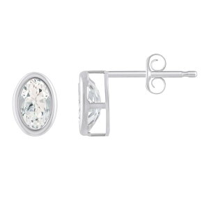 yz Celebration Gems fB[X sAXECO ANZT[ Celebration Gems Sterling Silver Oval Gemstone Stud Earrings White Topaz