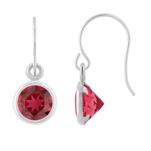 yz Celebration Gems fB[X sAXECO ANZT[ Celebration Gems Sterling Silver 5 mm Round Gemstone Drop Earrings Created Ruby